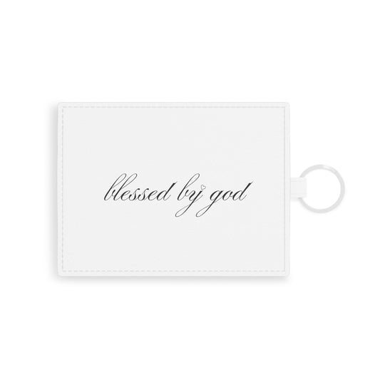 blessed by god leather card holder - white ♡